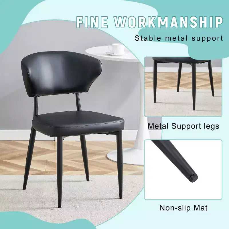MAYEERTY Set di 4 Sedie da Pranzo Ergonomiche Nere Minimaliste con Schienale Curvo per una Seduta Confortevole