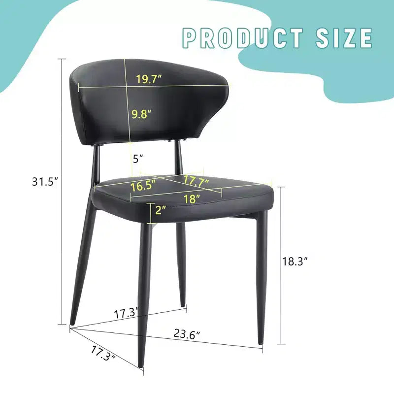 MAYEERTY Set di 4 Sedie da Pranzo Ergonomiche Nere Minimaliste con Schienale Curvo per una Seduta Confortevole