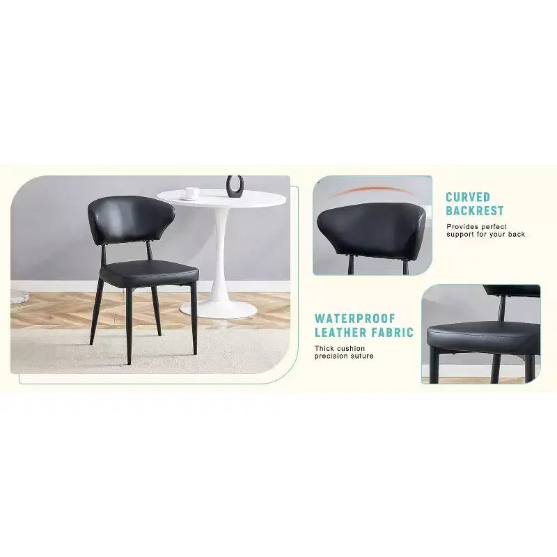 MAYEERTY Set di 4 Sedie da Pranzo Ergonomiche Nere Minimaliste con Schienale Curvo per una Seduta Confortevole