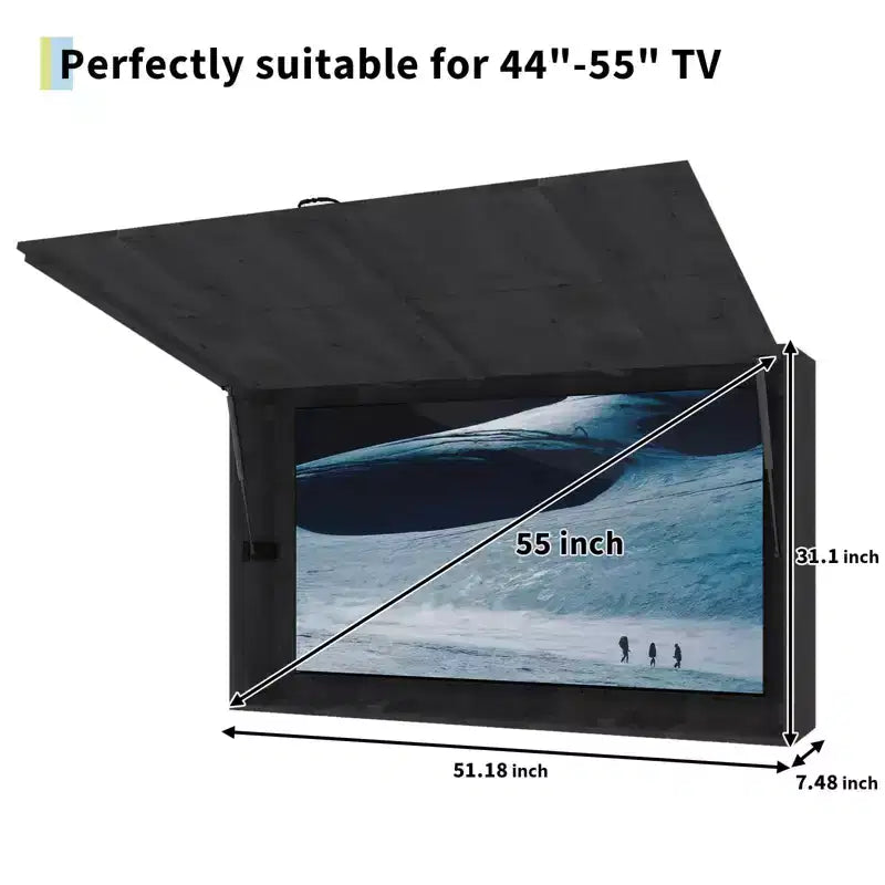 Protezione per TV da esterno in legno, 48 pollici, scatola rigida impermeabile regolabile, con copertura extra e staffa telescopica, marrone