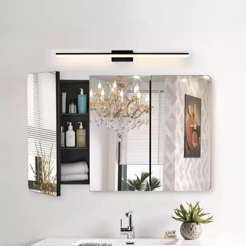 Mobiletto dei medicinali VEVOR, 64,7 x 101,6 cm, Armadietto dei medicinali da bagno con specchio, Telaio in alluminio, Mensole regolabili a 4 ripiani, Nero