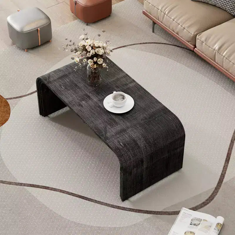 Tavolino MAYEERTY con design curvo Art Déco per soggiorno o sala da pranzo nero antico
