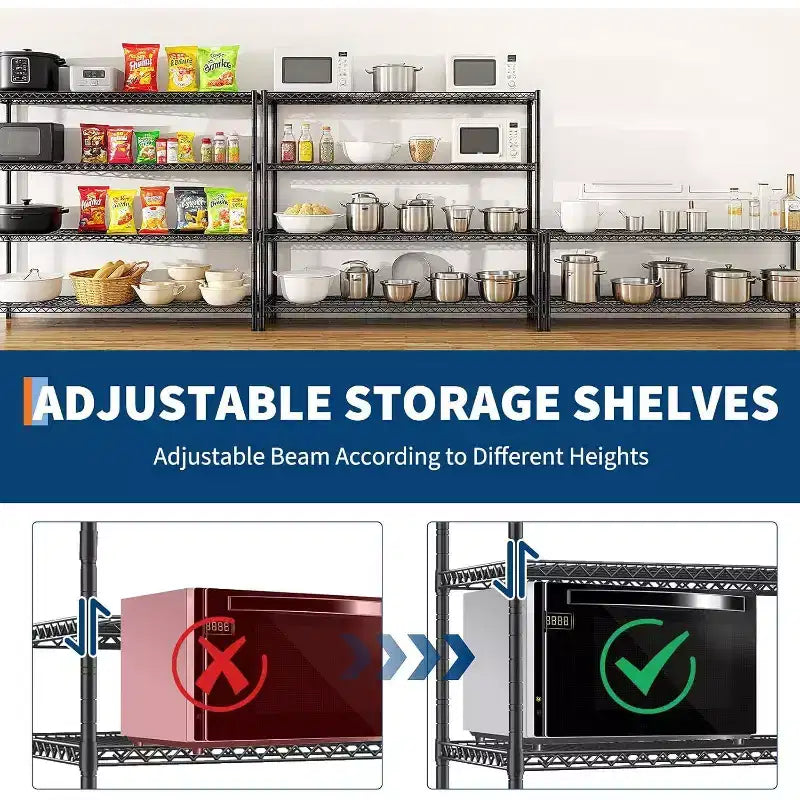 Acekool Scaffale a 4 Ripiani Resistente con Ruote Bloccabili, Ripiani Regolabili per Cucina, Garage, Dispensa, Capacità 1134 kg