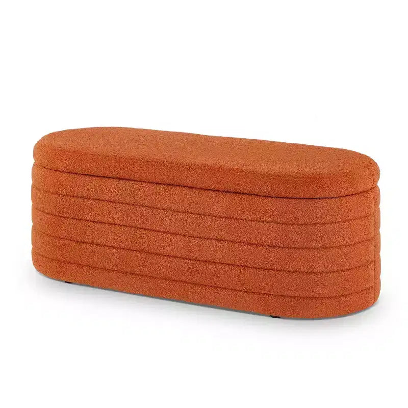 Panca portaoggetti moderna TUYOHW, Panca da letto imbottita con contenitore, Sgabello da letto con cerniera di sicurezza per camera da letto, Arancione