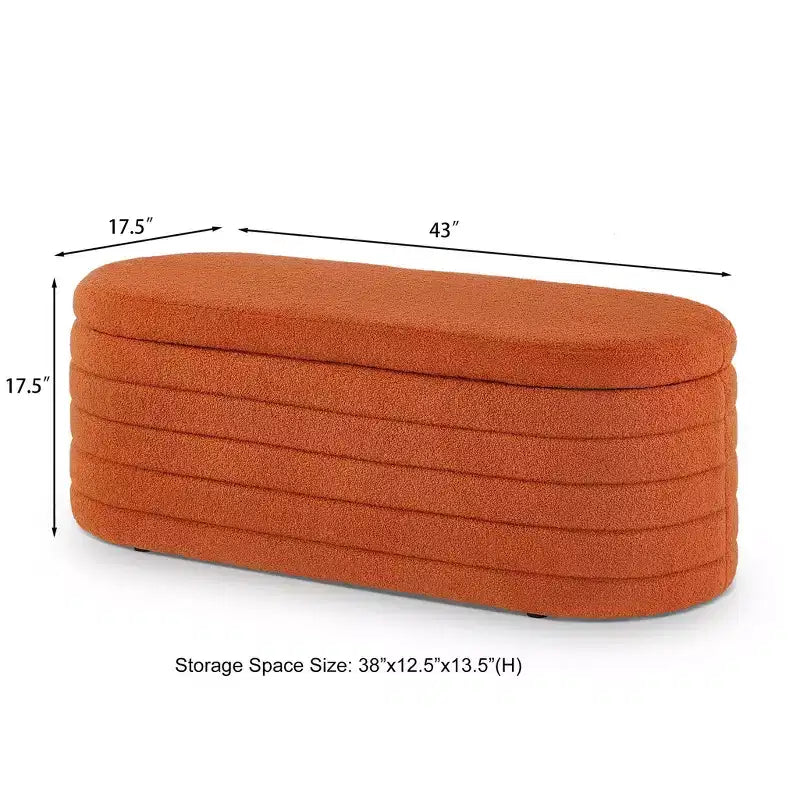 Panca portaoggetti moderna TUYOHW, Panca da letto imbottita con contenitore, Sgabello da letto con cerniera di sicurezza per camera da letto, Arancione