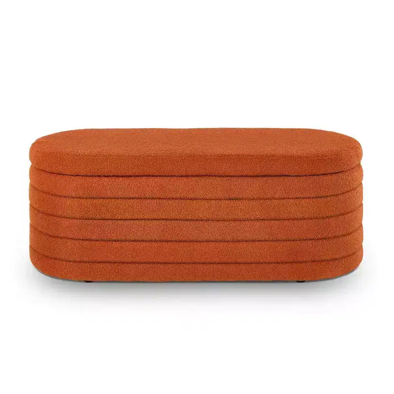 Panca portaoggetti moderna TUYOHW, Panca da letto imbottita con contenitore, Sgabello da letto con cerniera di sicurezza per camera da letto, Arancione