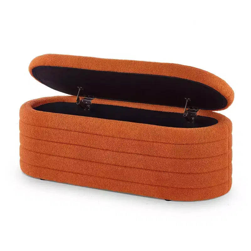 Panca portaoggetti moderna TUYOHW, Panca da letto imbottita con contenitore, Sgabello da letto con cerniera di sicurezza per camera da letto, Arancione