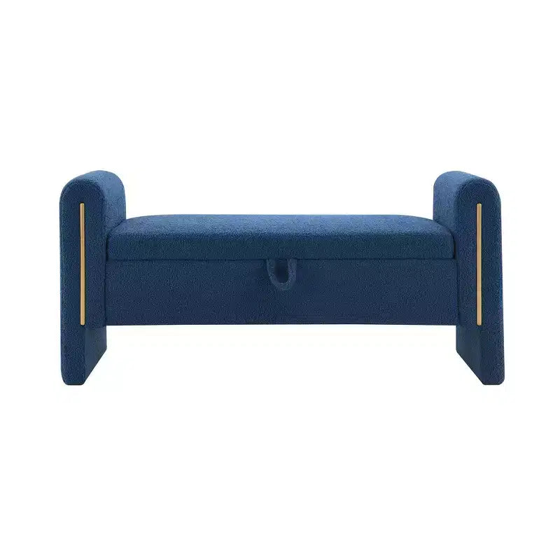 TUYOHW Moderna Panca da Letto con Braccioli e Contenitore, Grande Sgabello Ottomano Imbottito, Comoda Panca da Finestra per Soggiorno, Blu Navy