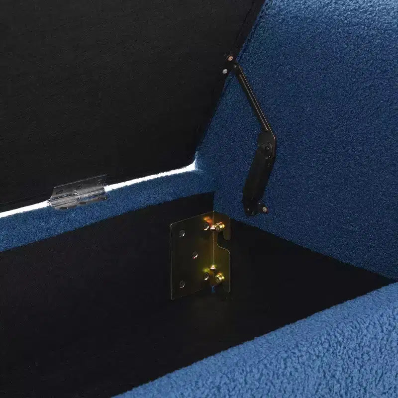 TUYOHW Moderna Panca da Letto con Braccioli e Contenitore, Grande Sgabello Ottomano Imbottito, Comoda Panca da Finestra per Soggiorno, Blu Navy