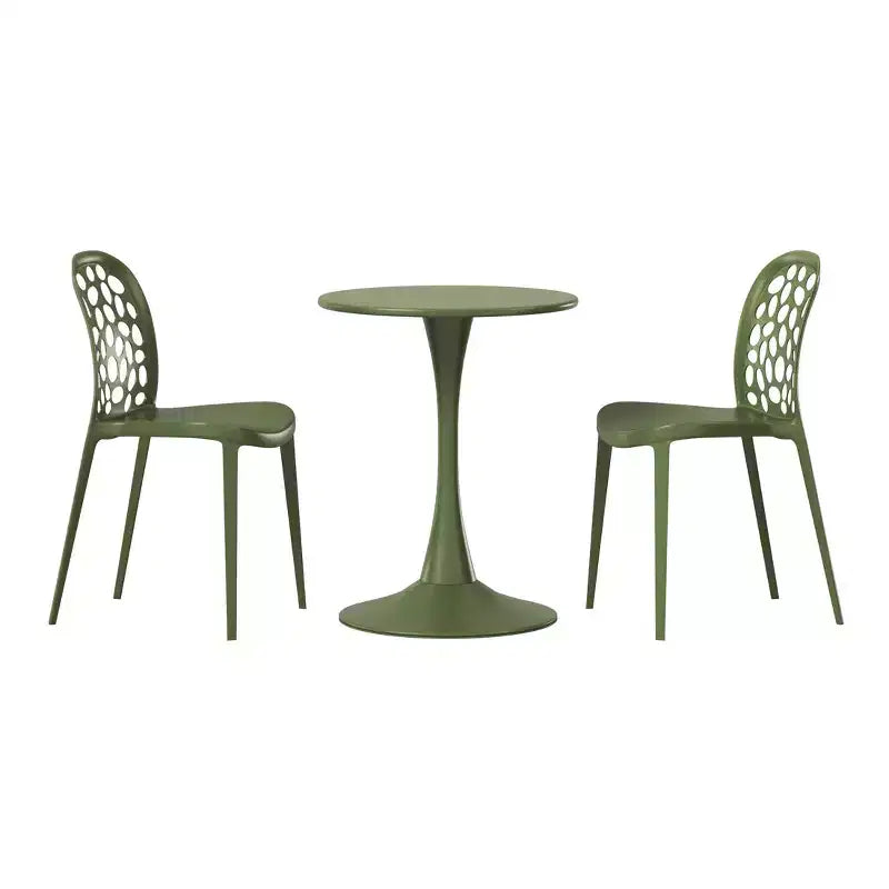 WestinTrends Playa, set da 3 pezzi per tavolo da pranzo da patio in metallo per esterni e interni con sedie da patio impilabili in polipropilene