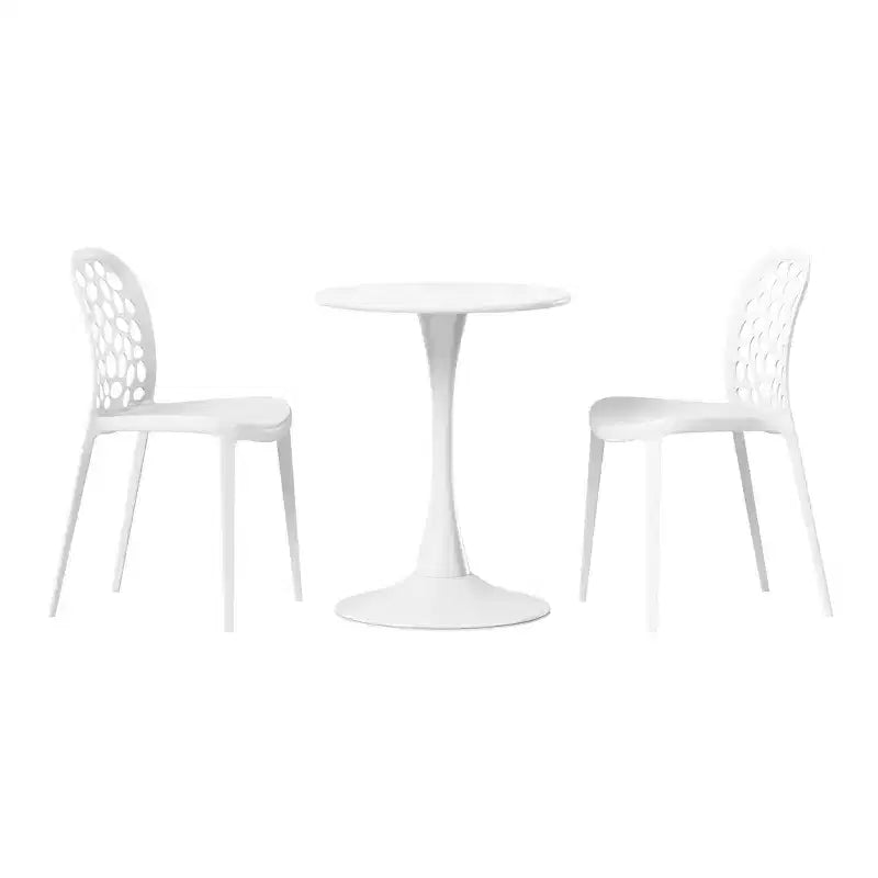 WestinTrends Playa, set da 3 pezzi per tavolo da pranzo da patio in metallo per esterni e interni con sedie da patio impilabili in polipropilene