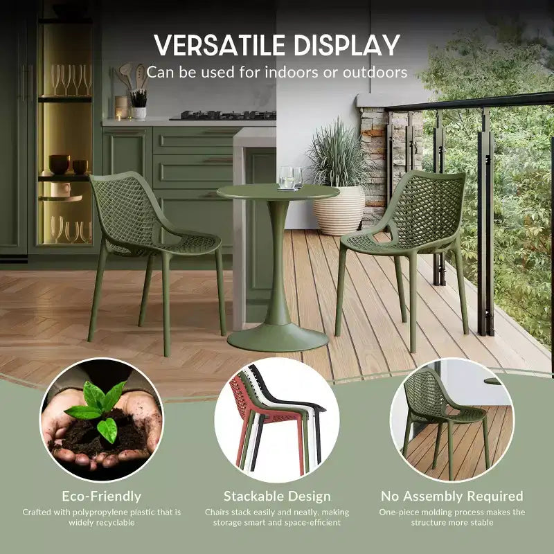 WestinTrends Playa Set da Pranzo da Esterno/Interno a 5 Pezzi con Tavolo e Sedie Impilabili in Metallo