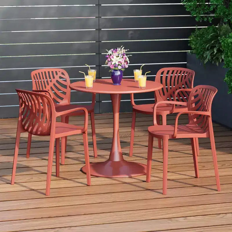 WestinTrends Playa Set da Pranzo da Esterno/Interno a 5 Pezzi con Tavolo e Sedie Impilabili in Metallo