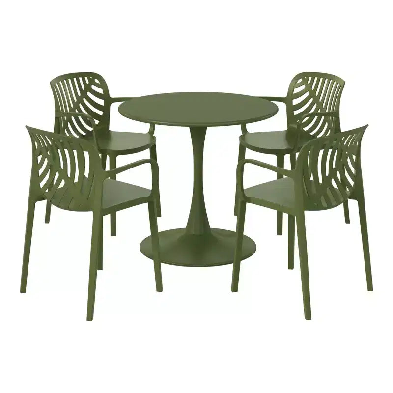 WestinTrends Playa Set da Pranzo da Esterno/Interno a 5 Pezzi con Tavolo e Sedie Impilabili in Metallo