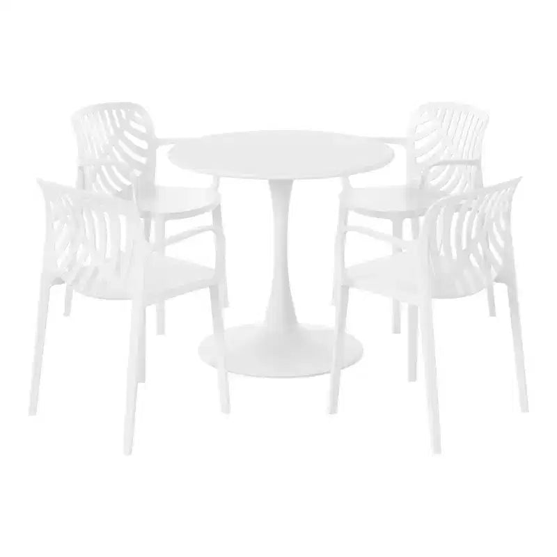 WestinTrends Playa Set da Pranzo da Esterno/Interno a 5 Pezzi con Tavolo e Sedie Impilabili in Metallo