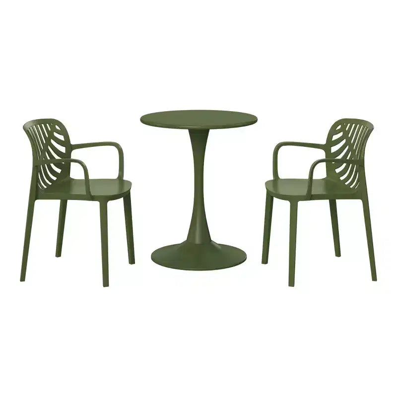 WestinTrends Playa Set da Pranzo 3 Pezzi per Esterni e Interni in Metallo con Tavolo e Sedie Impilabili per Patio