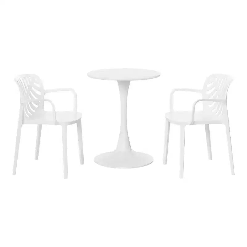 WestinTrends Playa Set da Pranzo 3 Pezzi per Esterni e Interni in Metallo con Tavolo e Sedie Impilabili per Patio