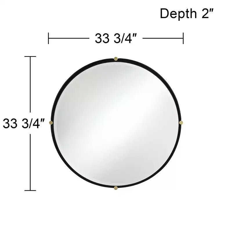 Specchio da parete rotondo Uttermost Ronson 34, oro e nero opaco