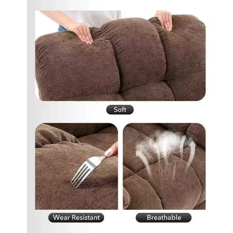 GustoWave Poltrona reclinabile girevole oversize per adulti, reclinabile manuale a 360°, comodo divano reclinabile in morbido tessuto