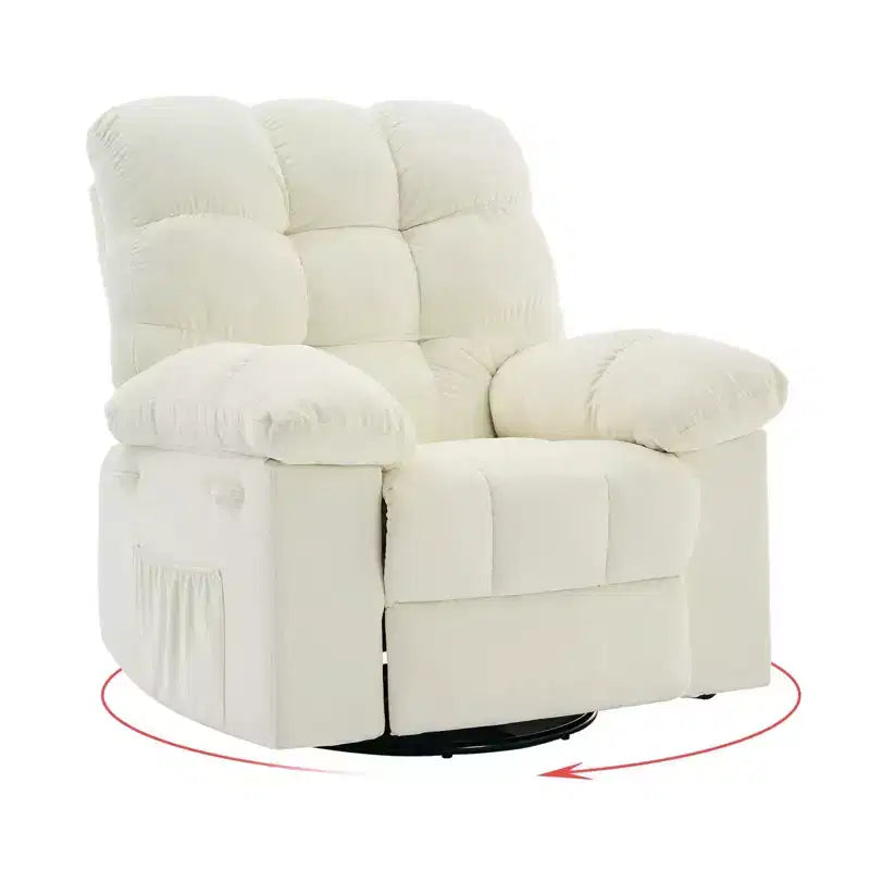 GustoWave Poltrona reclinabile girevole oversize per adulti, reclinabile manuale a 360°, comodo divano reclinabile in morbido tessuto