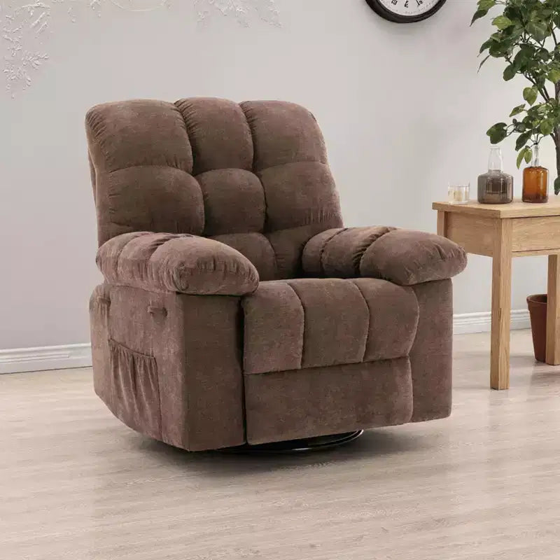 GustoWave Poltrona reclinabile girevole oversize per adulti, reclinabile manuale a 360°, comodo divano reclinabile in morbido tessuto
