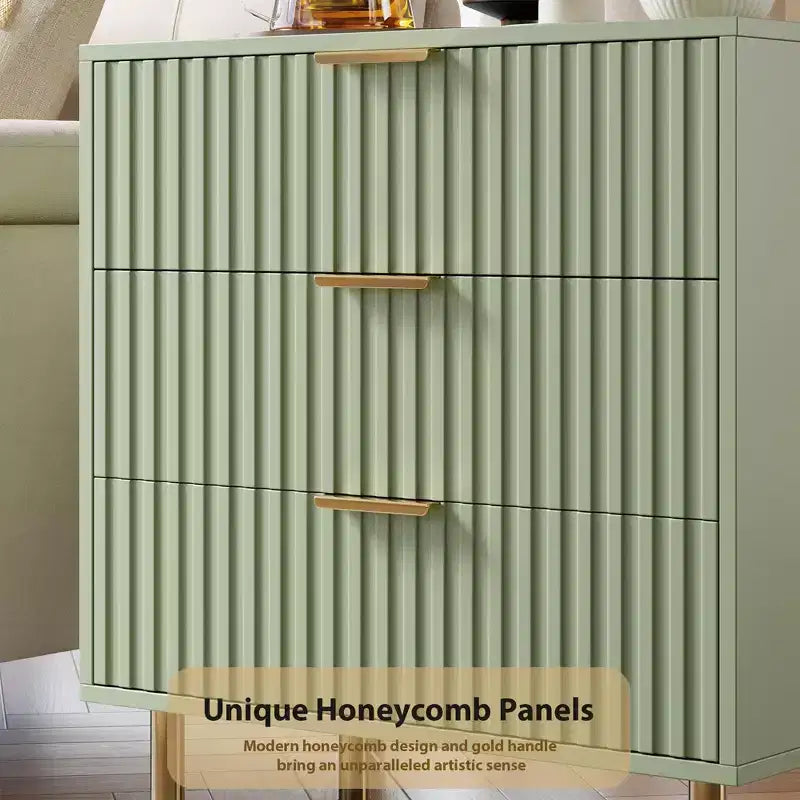 Comò a 3 cassetti per camera da letto, comodino moderno scanalato con cassetti profondi, organizer in legno multifunzionale per soggiorno, corridoio e camera dei bambini