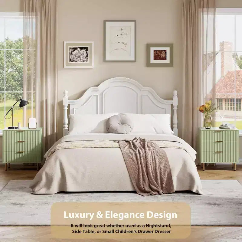 Comò a 3 cassetti per camera da letto, comodino moderno scanalato con cassetti profondi, organizer in legno multifunzionale per soggiorno, corridoio e camera dei bambini