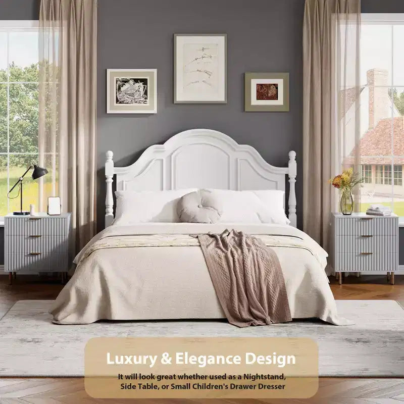 Comò a 3 cassetti per camera da letto, comodino moderno scanalato con cassetti profondi, organizer in legno multifunzionale per soggiorno, corridoio e camera dei bambini