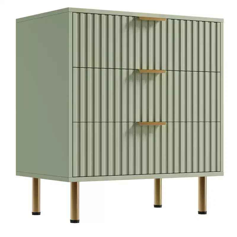 Comò a 3 cassetti per camera da letto, comodino moderno scanalato con cassetti profondi, organizer in legno multifunzionale per soggiorno, corridoio e camera dei bambini
