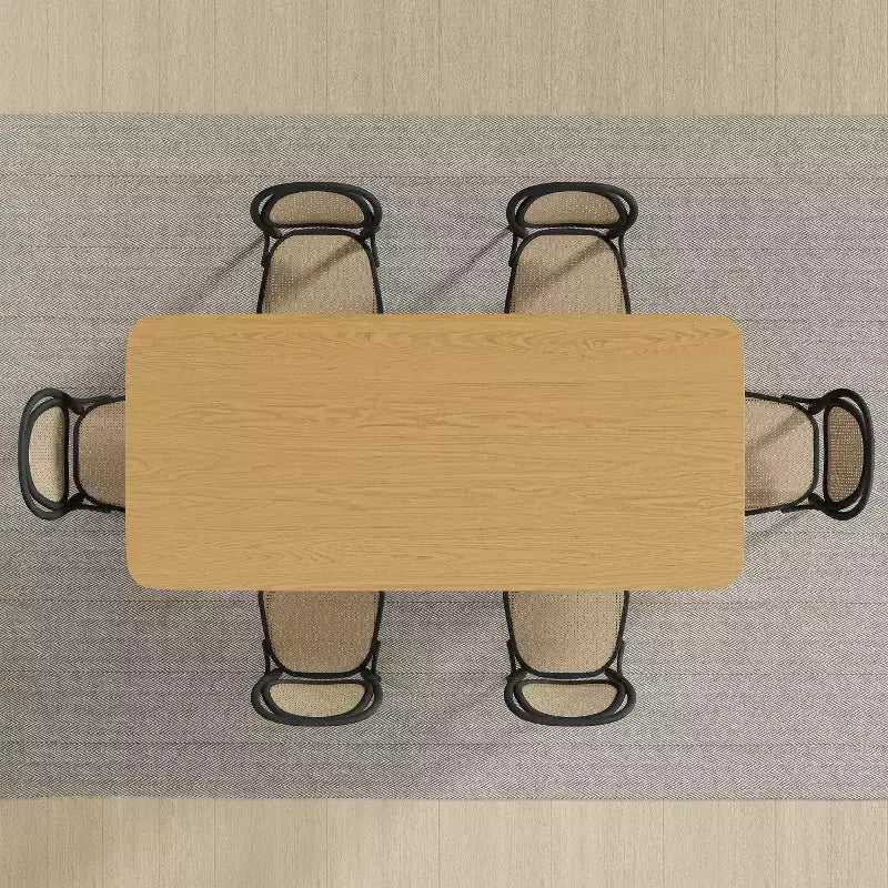 Tavolo da pranzo rettangolare 67 Farmhouse marrone per 4-6 persone con gambe a prua rotonde per sala da pranzo e soggiorno