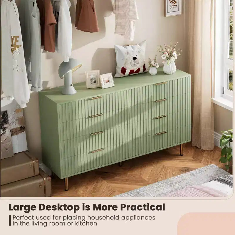 Cassettiera a 8 cassetti per camera da letto, comò moderno da 54 pollici con scanalature e cassetti profondi, organizer in legno per soggiorno, corridoio, camera dei bambini