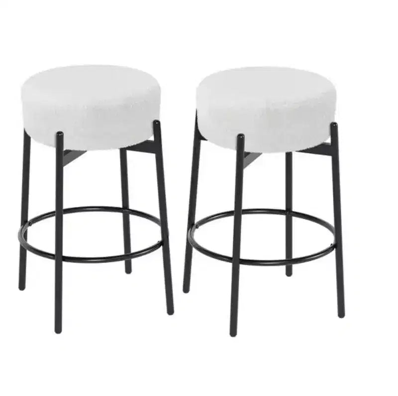 4 Piece Set 24 Inch Swivel Bar Stools With Teddy Fleece Seat Black
