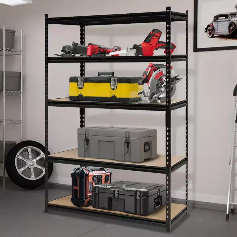 Scaffali da garage per carichi pesanti, mensole portaoggetti regolabili a 5 ripiani, portata 900 kg, scaffalature da garage regolabili, scaffali in metallo