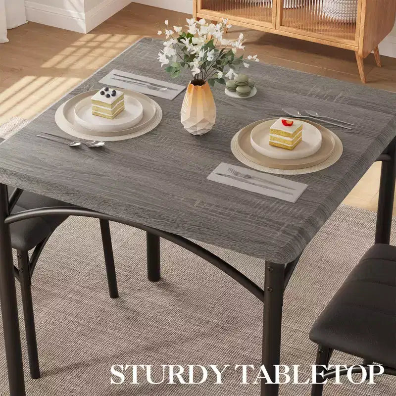 Set da pranzo compatto per piccoli spazi - Tavolino da colazione a 2 sedie con struttura in metallo, tavolo da cucina salvaspazio