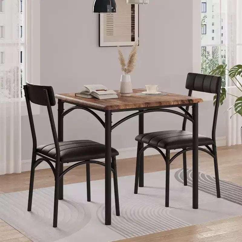 Set da pranzo compatto per piccoli spazi - Tavolino da colazione a 2 sedie con struttura in metallo, tavolo da cucina salvaspazio