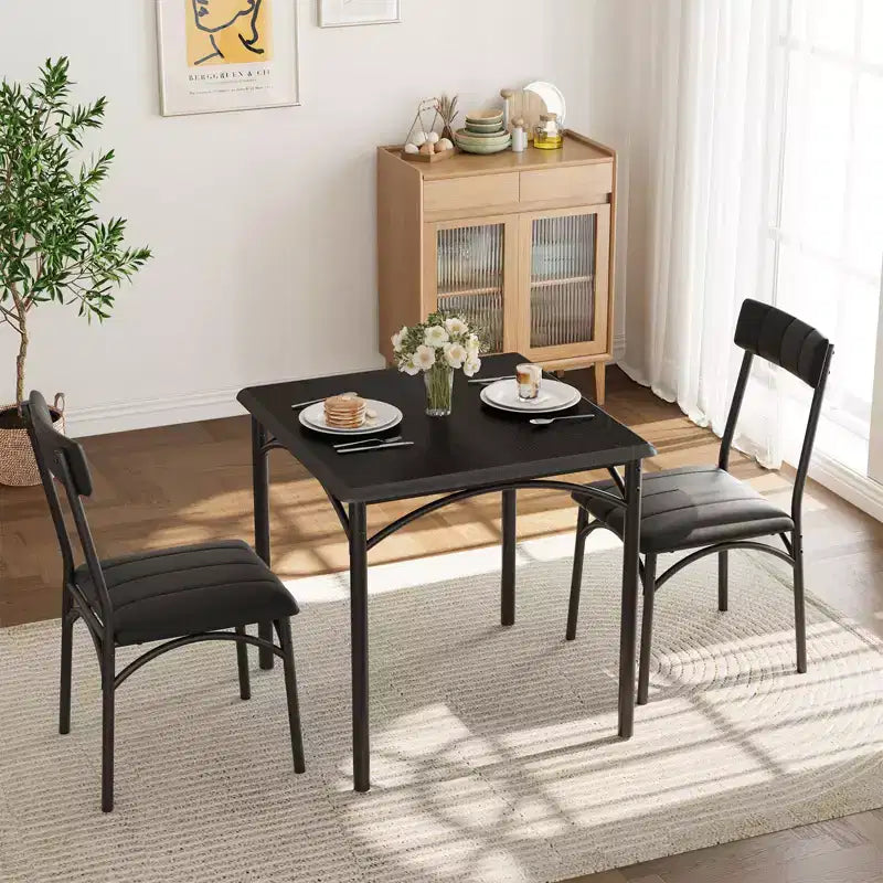 Set da pranzo compatto per piccoli spazi - Tavolino da colazione a 2 sedie con struttura in metallo, tavolo da cucina salvaspazio