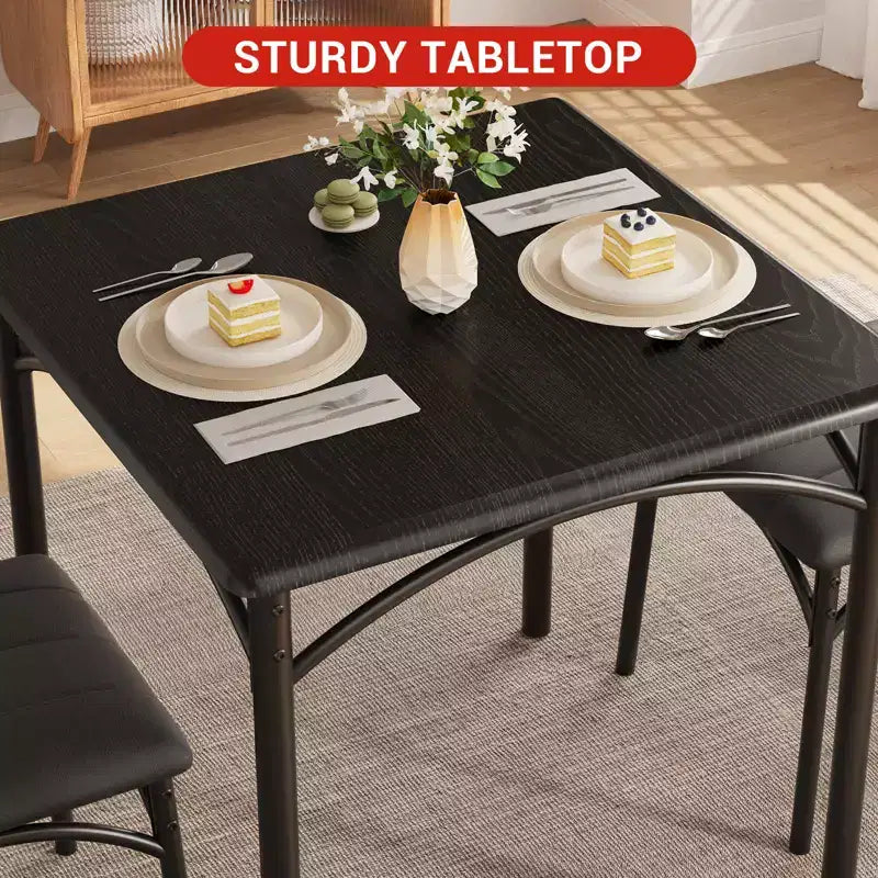 Set da pranzo compatto per piccoli spazi - Tavolino da colazione a 2 sedie con struttura in metallo, tavolo da cucina salvaspazio