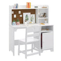 Kids Desk with Chair, Study Desk for Boys Girls Storage Cabinet, Student Writing Desk Computer Workstation for Kids Bedroom & Study Room, White