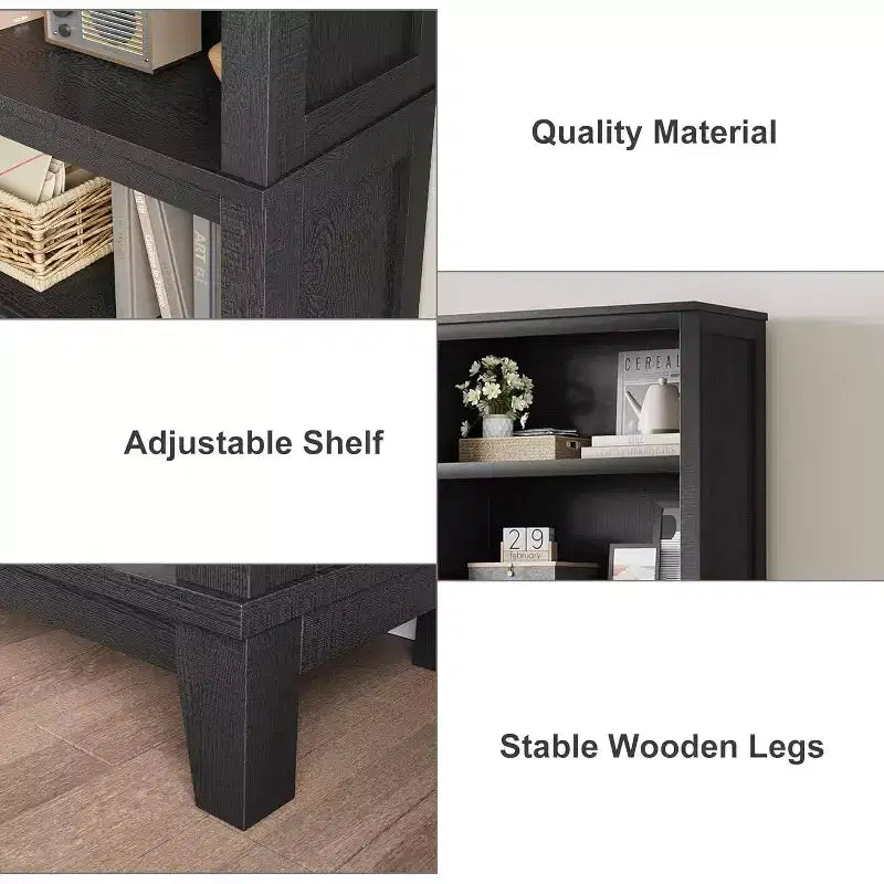 Libreria Farmhouse 71, 5 ripiani regolabili, 80 cm L x 30 cm P, venatura del legno rustico, per soggiorno, ufficio, biblioteca (grigio, ampia)
