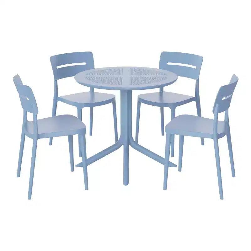 WestinTrends Playa Set da Pranzo Moderno da Esterno a 5 Pezzi con Tavolo Rotondo in Resina e Sedie Impilabili