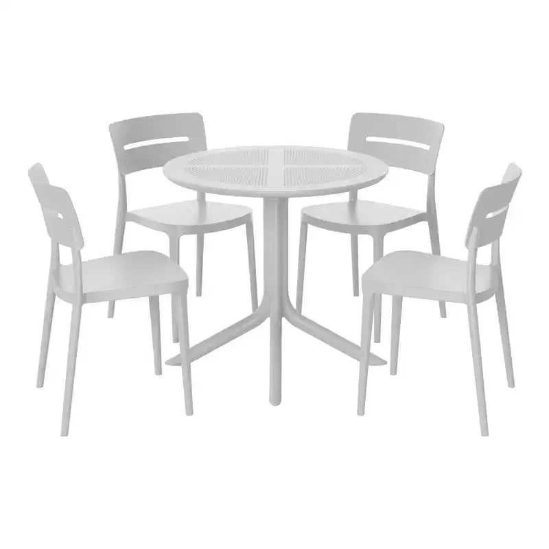 WestinTrends Playa Set da Pranzo Moderno da Esterno a 5 Pezzi con Tavolo Rotondo in Resina e Sedie Impilabili