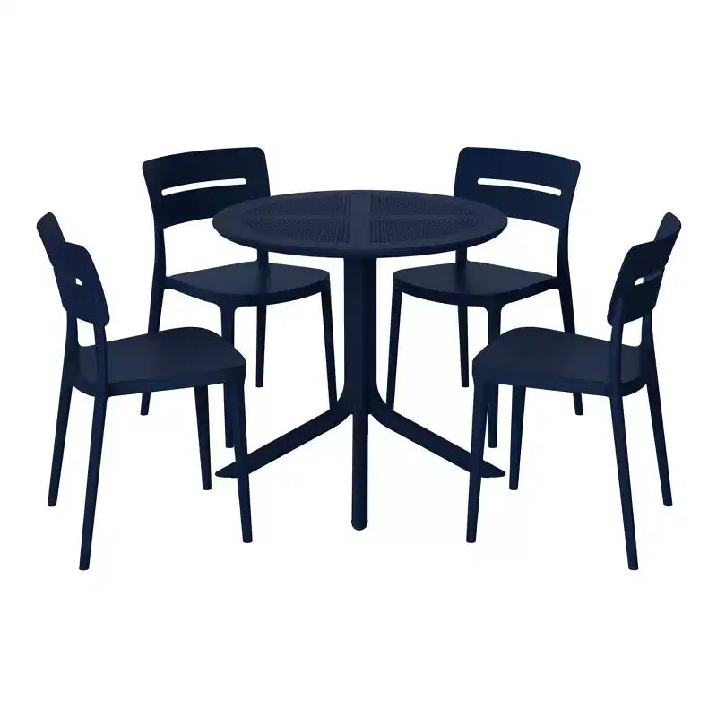 WestinTrends Playa Set da Pranzo Moderno da Esterno a 5 Pezzi con Tavolo Rotondo in Resina e Sedie Impilabili