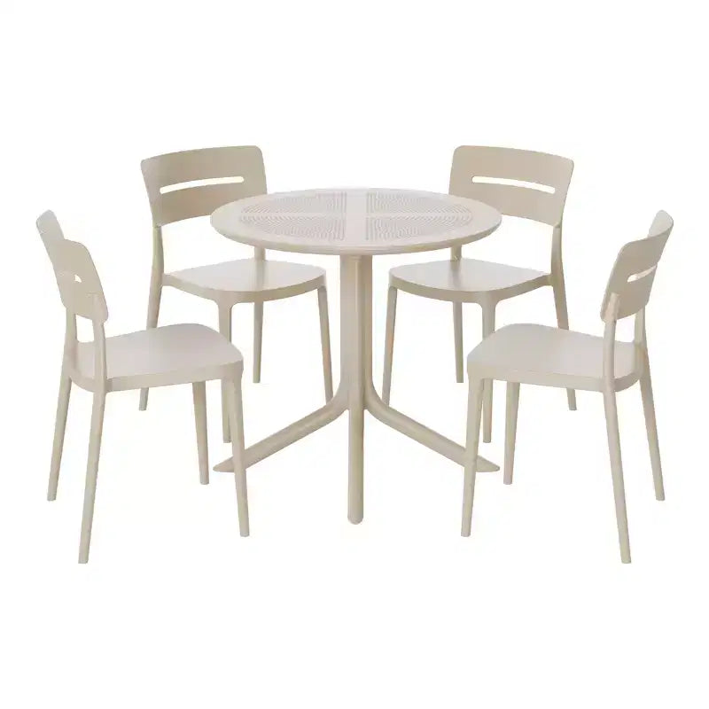 WestinTrends Playa Set da Pranzo Moderno da Esterno a 5 Pezzi con Tavolo Rotondo in Resina e Sedie Impilabili