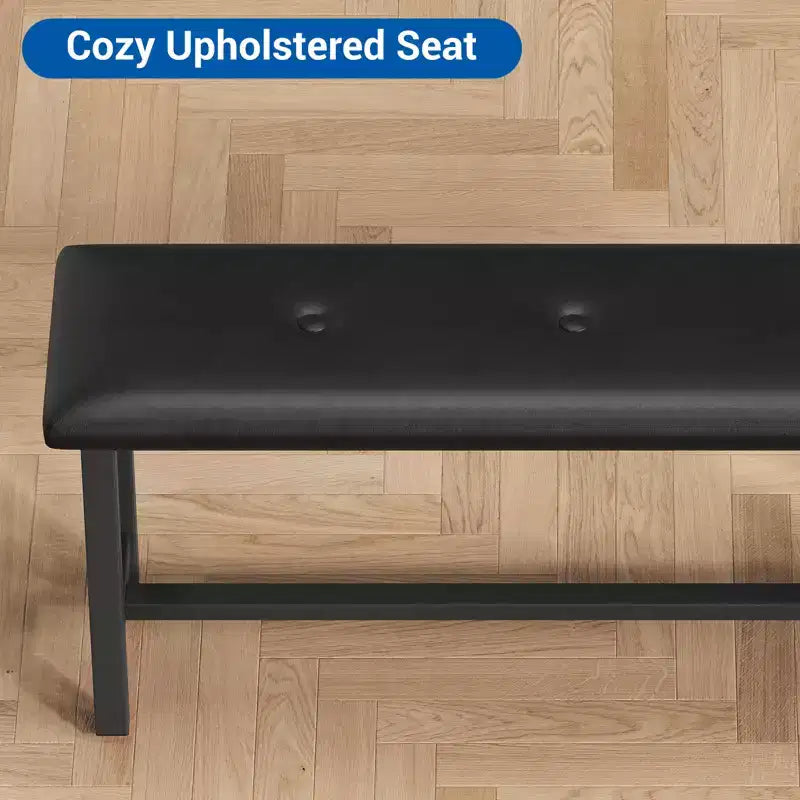Set da pranzo di 3 pezzi per 4 persone, tavolo da cucina da 44 pollici con 2 panche, set da tavolo rettangolare in legno, tavolo da colazione salvaspazio, nero