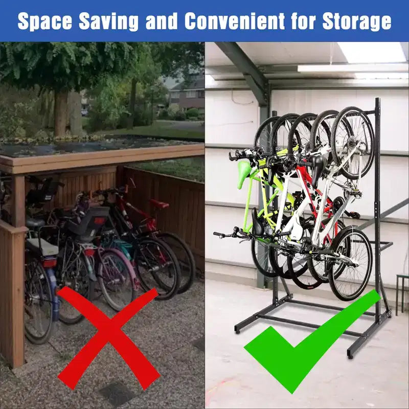 Rastrelliera per biciclette, porta bici verticale autoportante per 5 biciclette - capacità 136 kg, altezza regolabile, per interni, nero