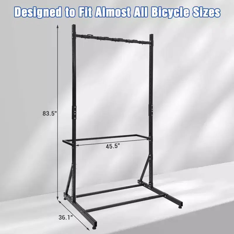 Rastrelliera per biciclette, porta bici verticale autoportante per 5 biciclette - capacità 136 kg, altezza regolabile, per interni, nero