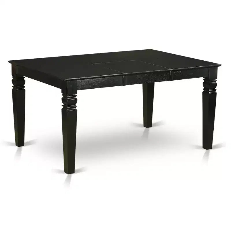 HomeStock Belmont Set Sala da Pranzo 7 Pezzi Include un Tavolo da Cucina Rettangolare con Prolunga a Farfalla e Sei Sedie Parson con Tessuto Beige Chiaro, Finitura Nera