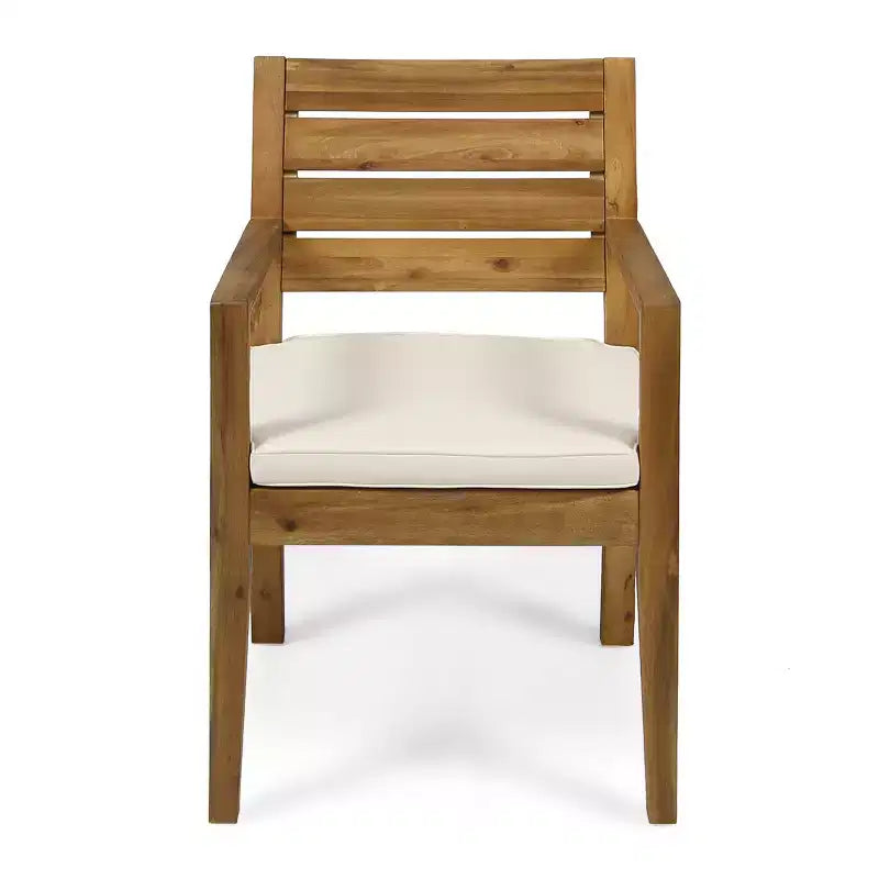 Christopher Knight Home Miranda, set da pranzo rustico da esterno in 6 pezzi con vimini, legno di acacia a doghe e cuscini