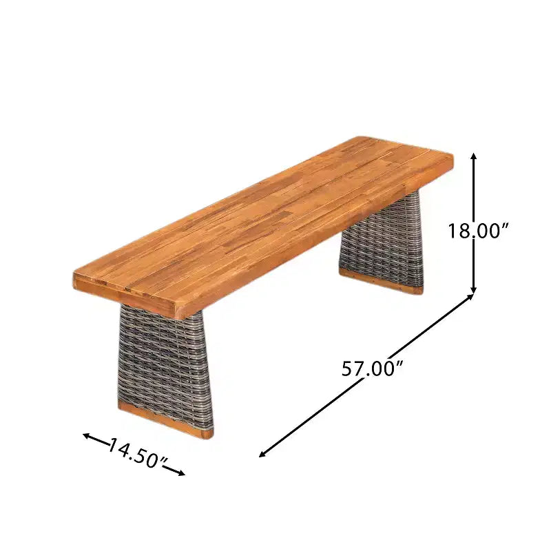Christopher Knight Home Miranda, set da pranzo rustico da esterno in 6 pezzi con vimini, legno di acacia a doghe e cuscini