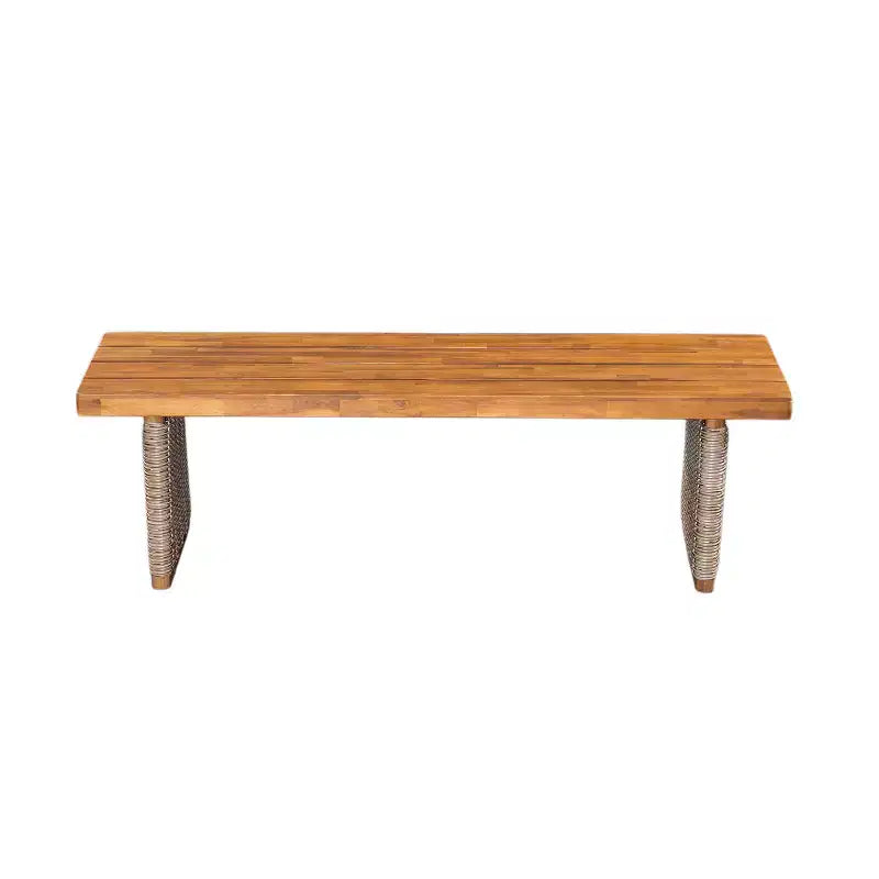 Christopher Knight Home Miranda, set da pranzo rustico da esterno in 6 pezzi con vimini, legno di acacia a doghe e cuscini